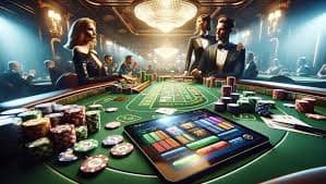 Roda roulette dengan bola dalam permainan langsung